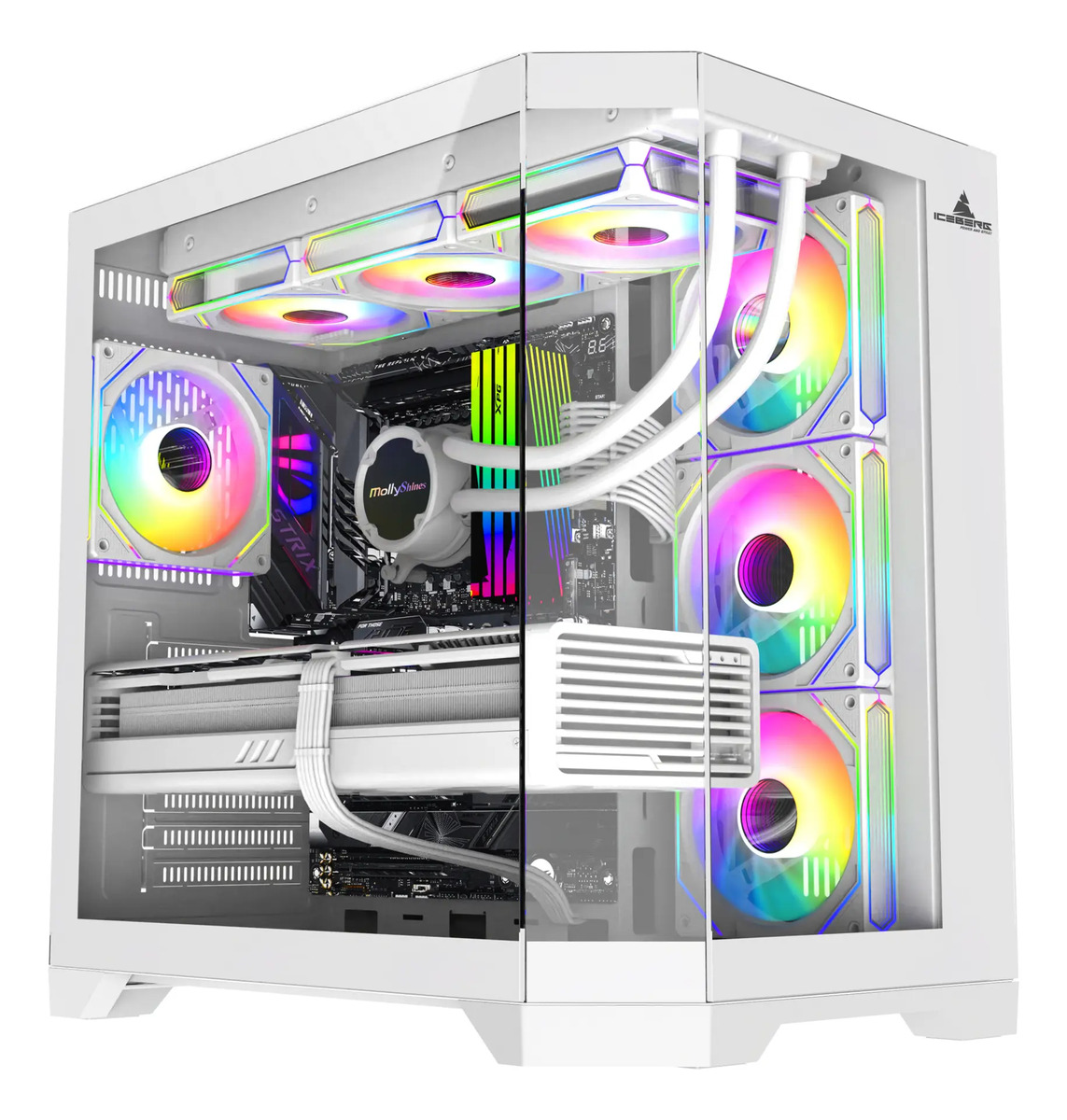 Chasis Iceberg Crystal Edge Blanco X7 Fan Argb Maxi Infinity