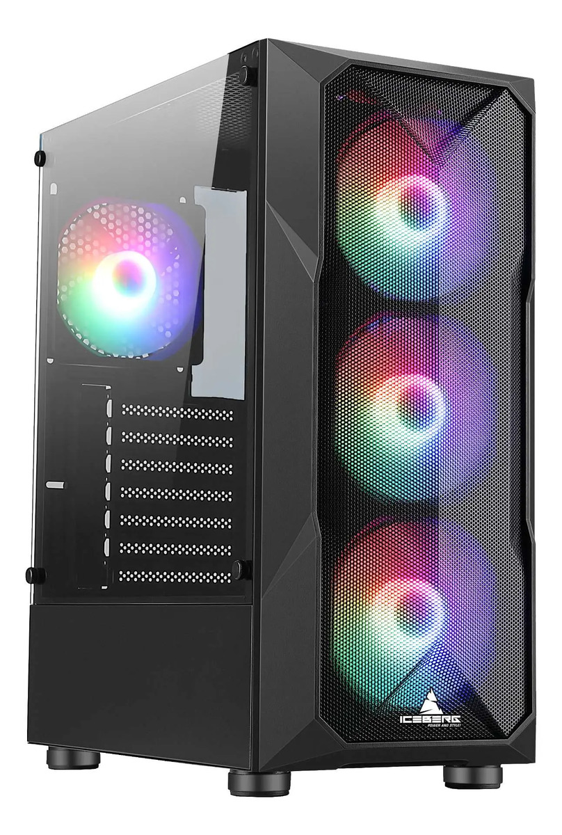 Chasis Pc Gamer Iceberg Flow-gs 4 Fans Argb Alto Flujo Aire