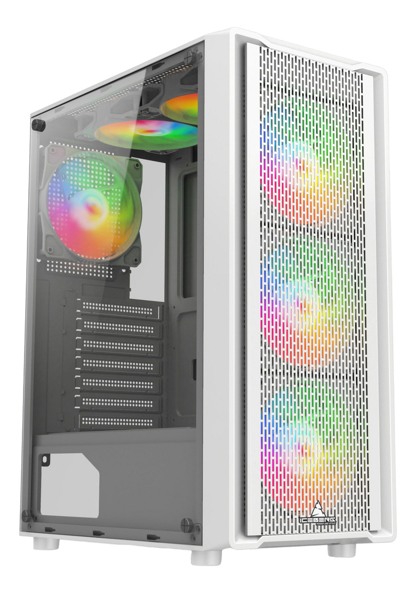 Gabinete Gamer Iceberg Flow C Blanco White Atx 6 Ventilador